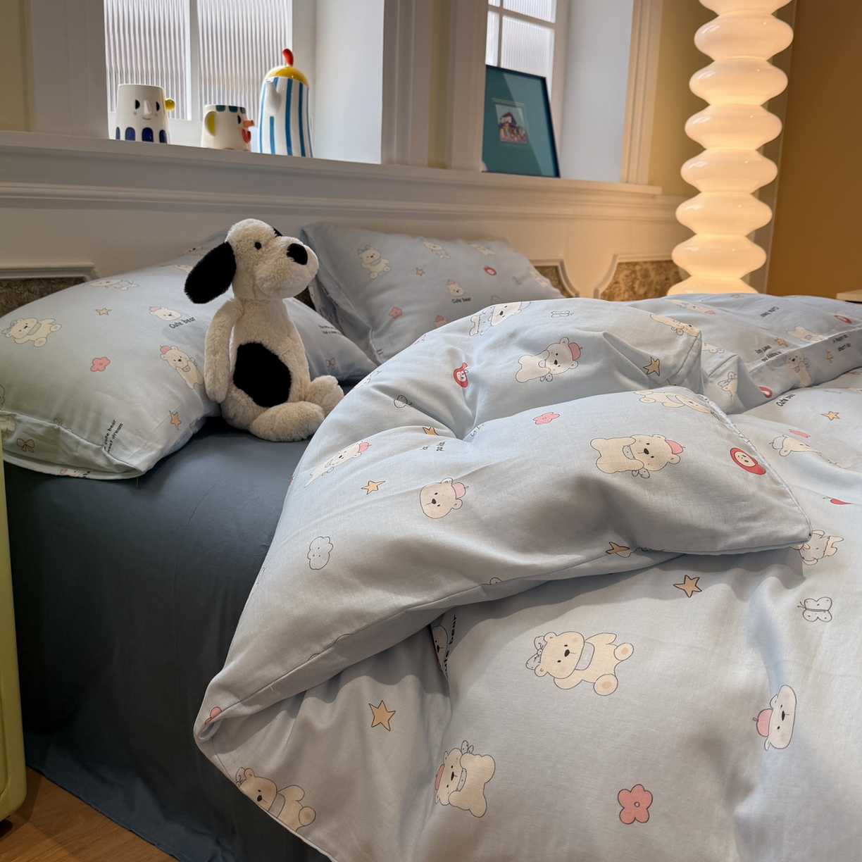 91家纺网 家纺一手货源 找家纺 （总）塞纳 2026新款.全棉有氧双层纱四件套-场景一