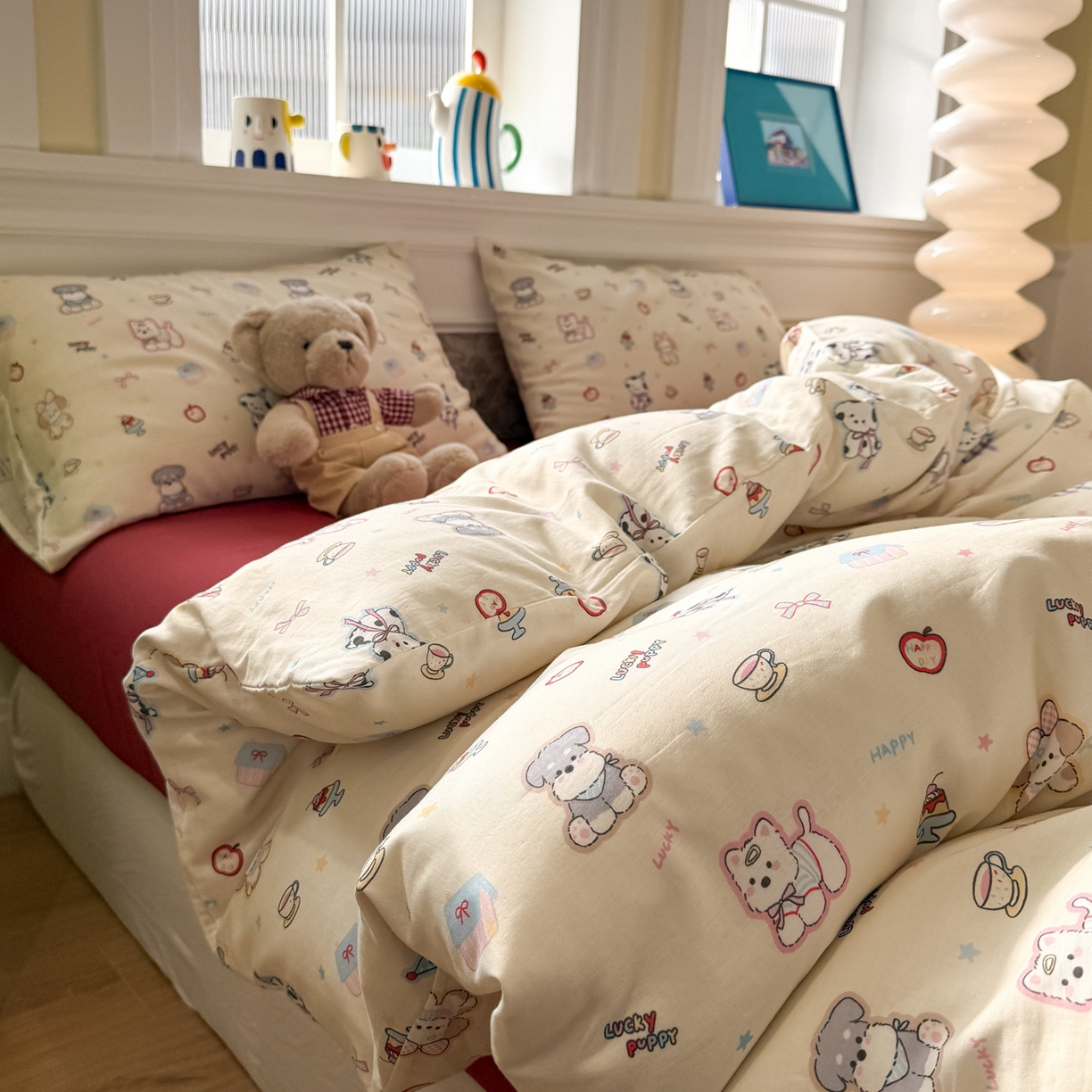 91家纺网 家纺一手货源 找家纺 （总）塞纳 2026新款.全棉有氧双层纱四件套-场景一