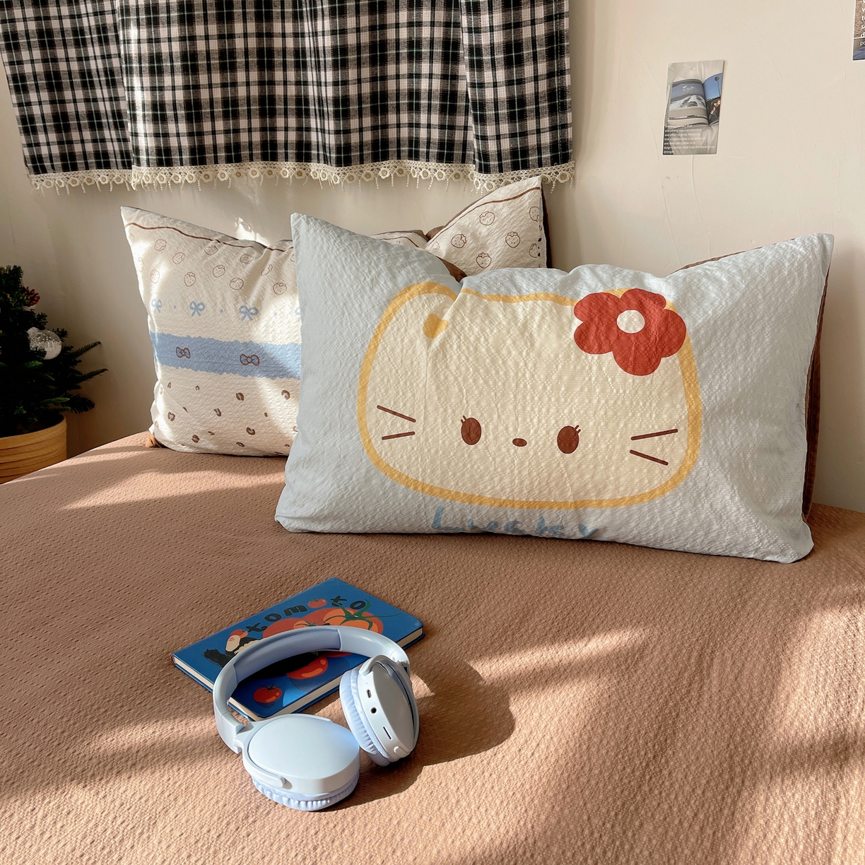 91家纺网 家纺一手货源 找家纺 顾里家纺 2026新款韩风费尔岛系大版皱皱纱四件套【会员-2元 定制床笠+8元（小四件不做床笠）】 费尔岛猫猫