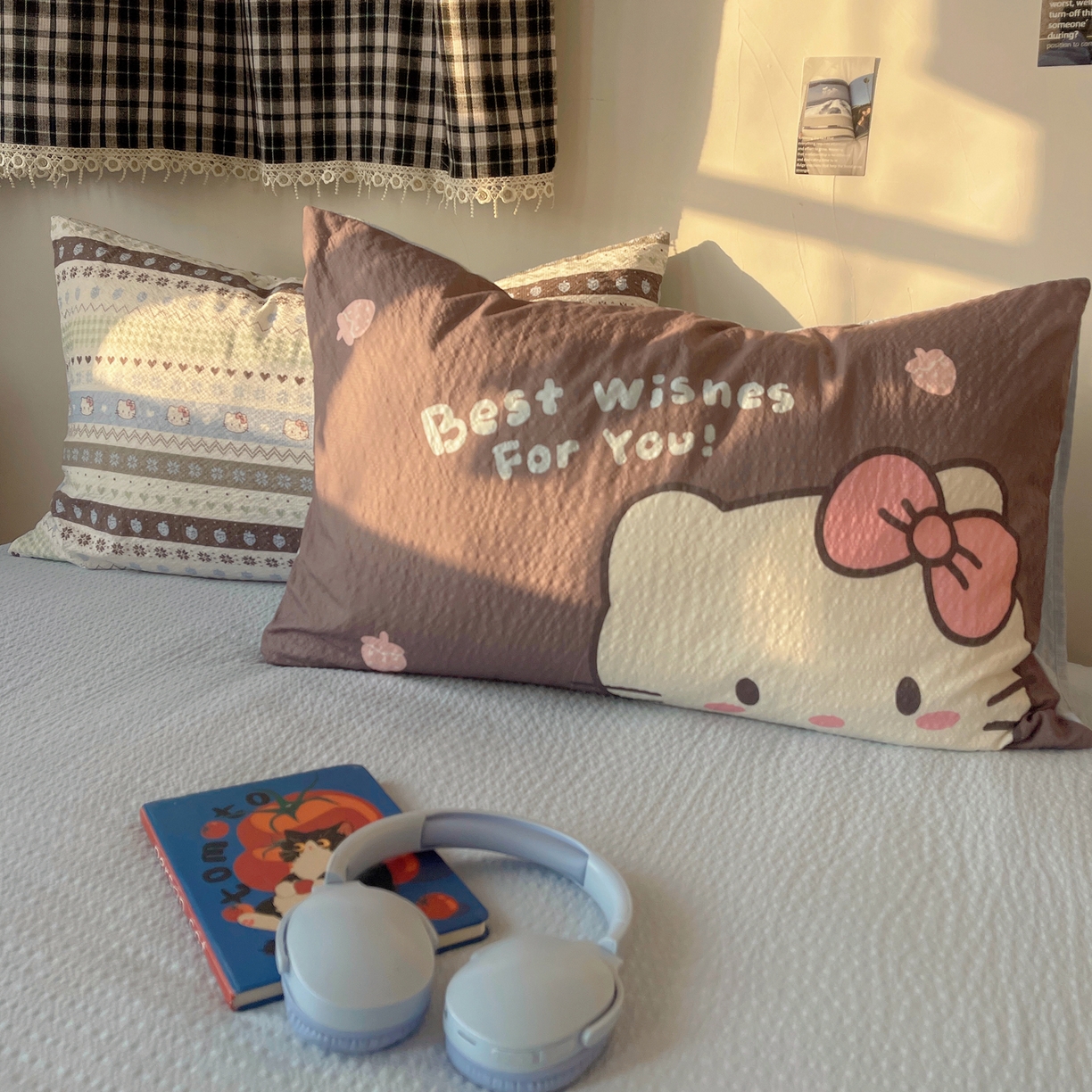 91家纺网 家纺一手货源 找家纺 顾里家纺 2026新款韩风费尔岛系大版皱皱纱四件套【会员-2元 定制床笠+8元（小四件不做床笠）】 蓝爱心猫猫