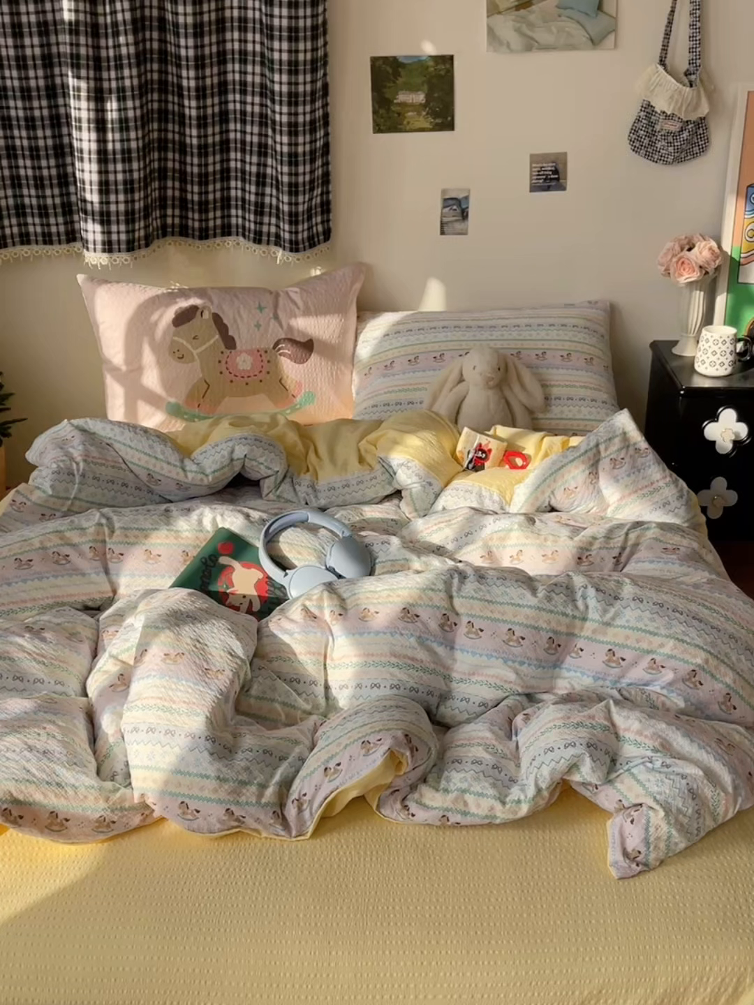 91家纺网 家纺一手货源 找家纺 顾里家纺 2026新款韩风费尔岛系大版皱皱纱四件套【会员-2元 定制床笠+8元（小四件不做床笠）】 少女小马