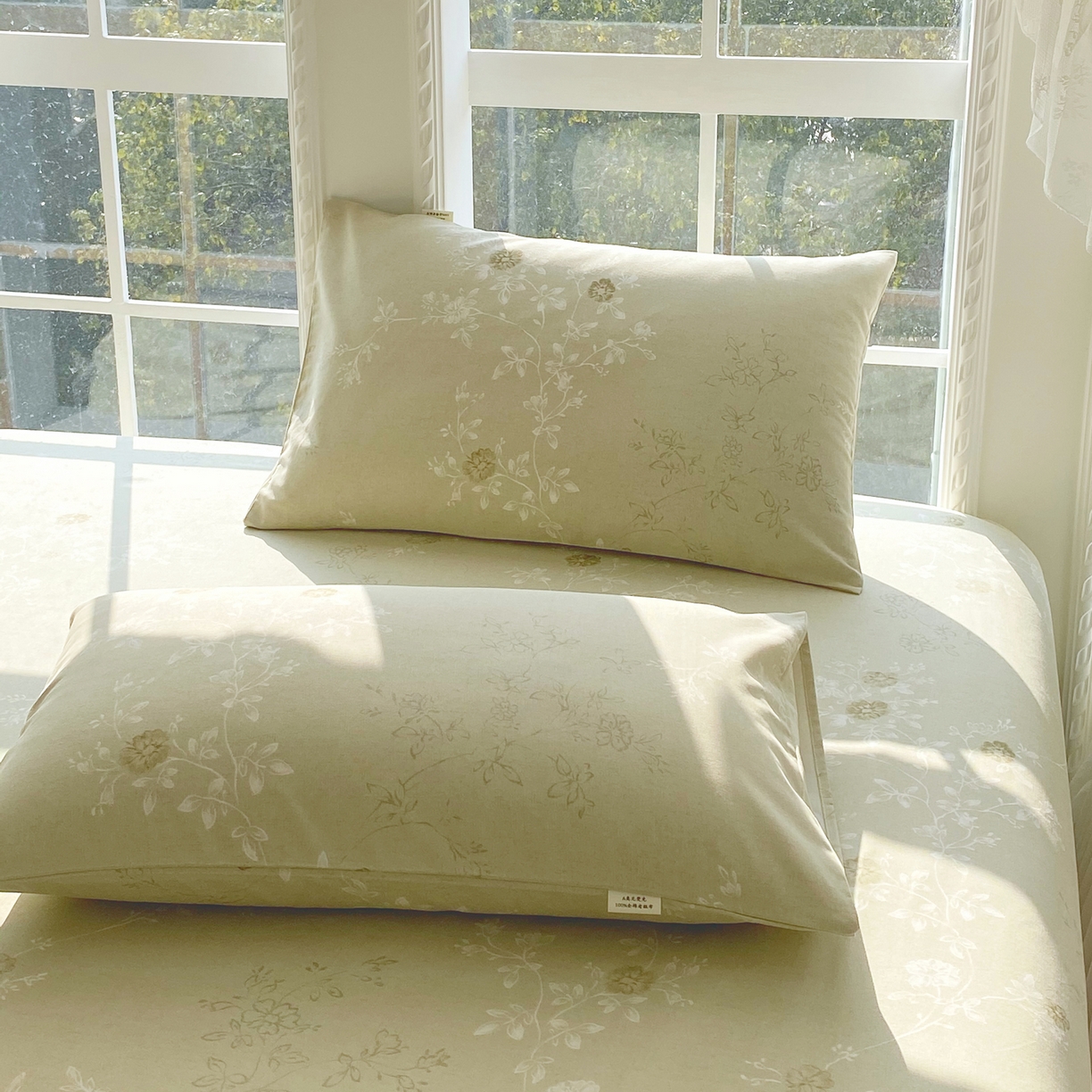 91家纺网 家纺一手货源 找家纺 金鑫汇家纺 2026新款全棉老粗布单品枕套系列 浅绿可露丽