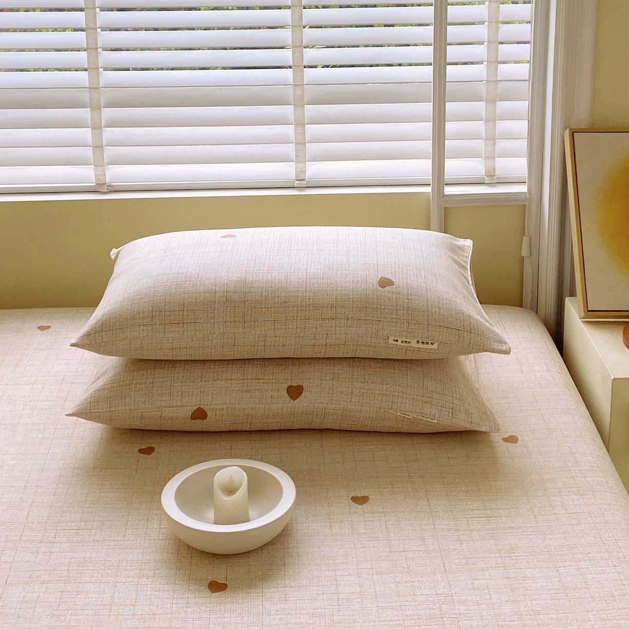 91家纺网 家纺一手货源 找家纺 金鑫汇家纺 2026新款全棉老粗布单品枕套系列 心之恋