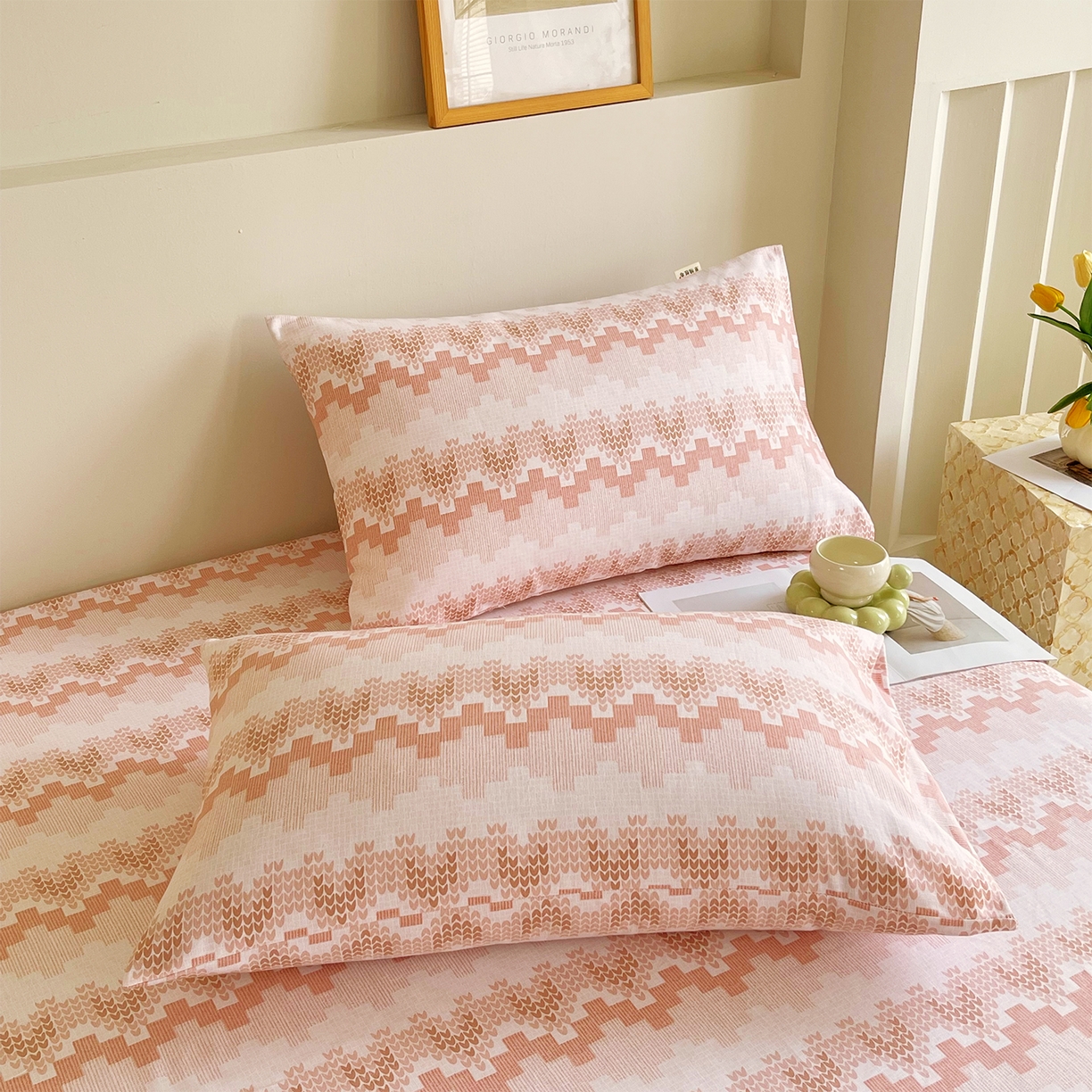 金鑫汇家纺 2026新款全棉老粗布单品枕套系列 燕南飞-桔