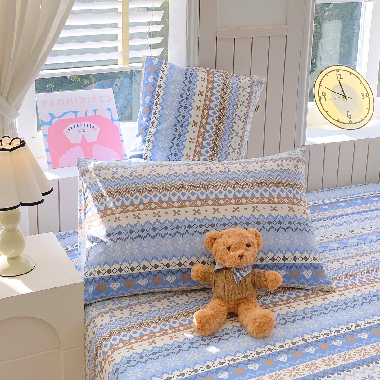 91家纺网 家纺一手货源 找家纺 金鑫汇家纺 2026新款全棉老粗布单品枕套系列 星辰-蓝