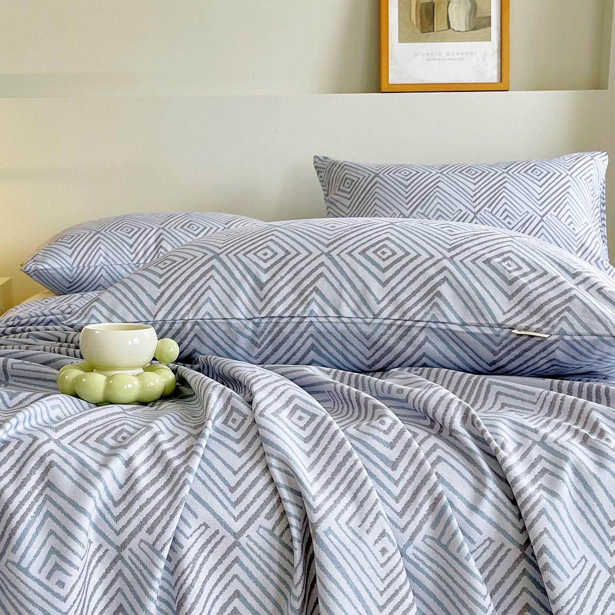 91家纺网 家纺一手货源 找家纺 金鑫汇家纺 2026新款全棉老粗布单品枕套系列 梦幻迷宫-灰