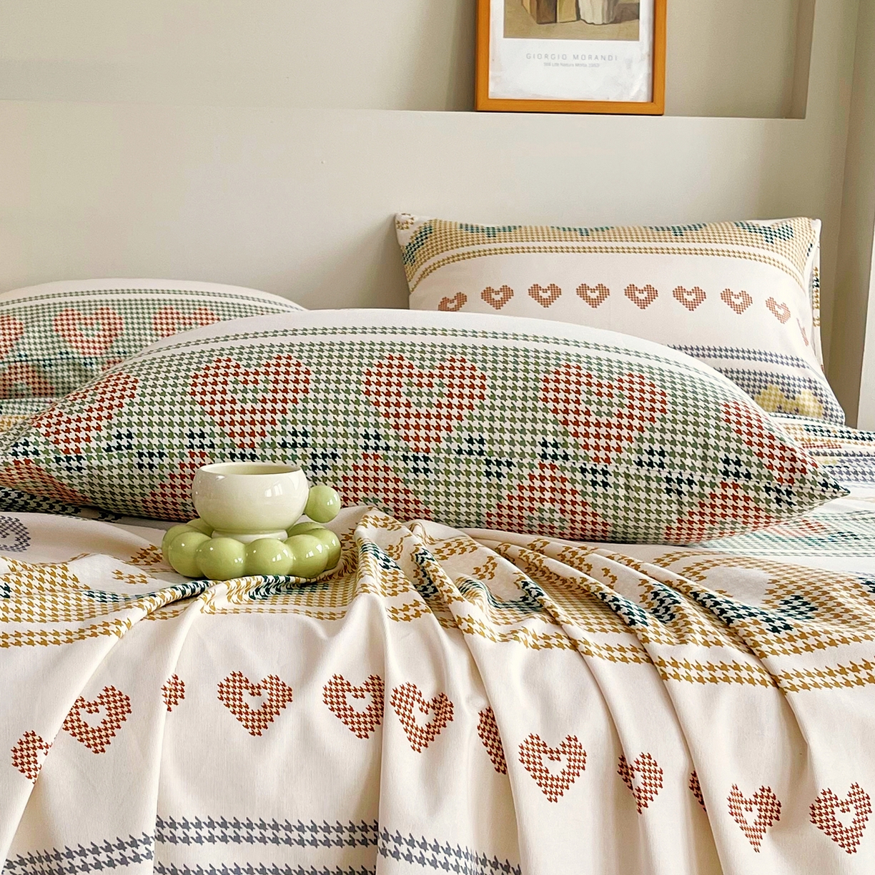 91家纺网 家纺一手货源 找家纺 金鑫汇家纺 2026新款全棉老粗布单品枕套系列 同心千鸟格