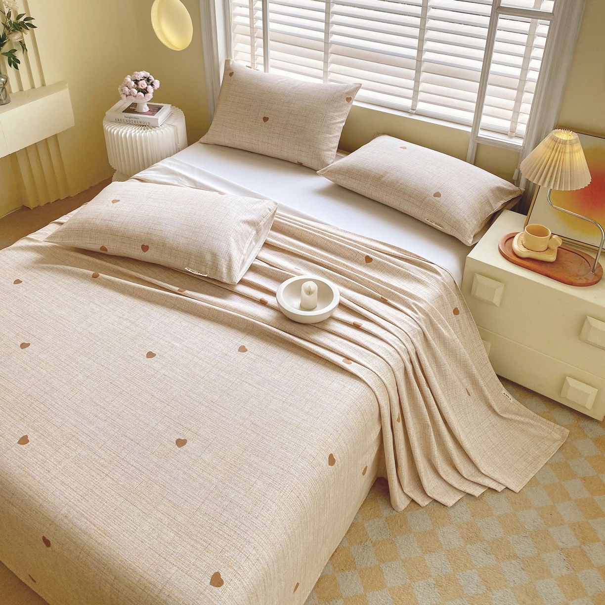 91家纺网 家纺一手货源 找家纺 金鑫汇家纺 2026新款全棉老粗布单品枕套系列 心之恋