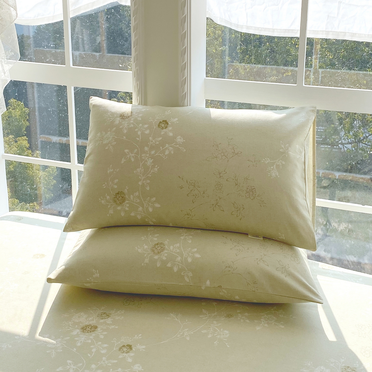 91家纺网 家纺一手货源 找家纺 金鑫汇家纺 2026新款全棉老粗布单品枕套系列 浅绿可露丽