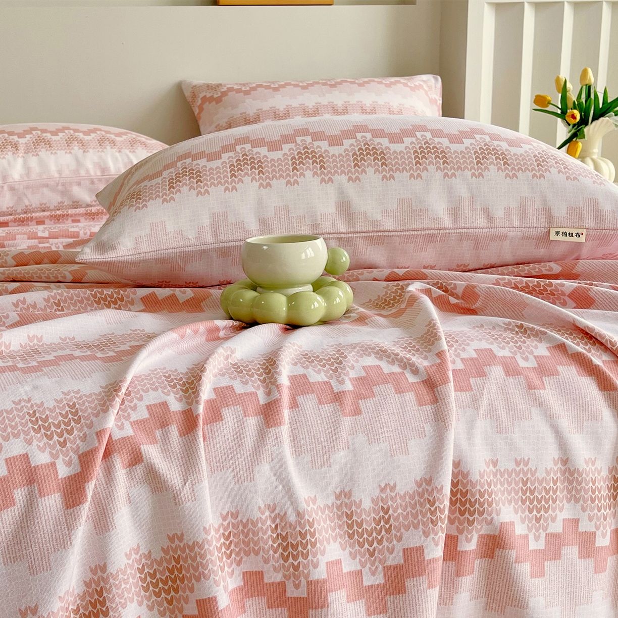 91家纺网 家纺一手货源 找家纺 金鑫汇家纺 2026新款全棉老粗布单品枕套系列 燕南飞-桔