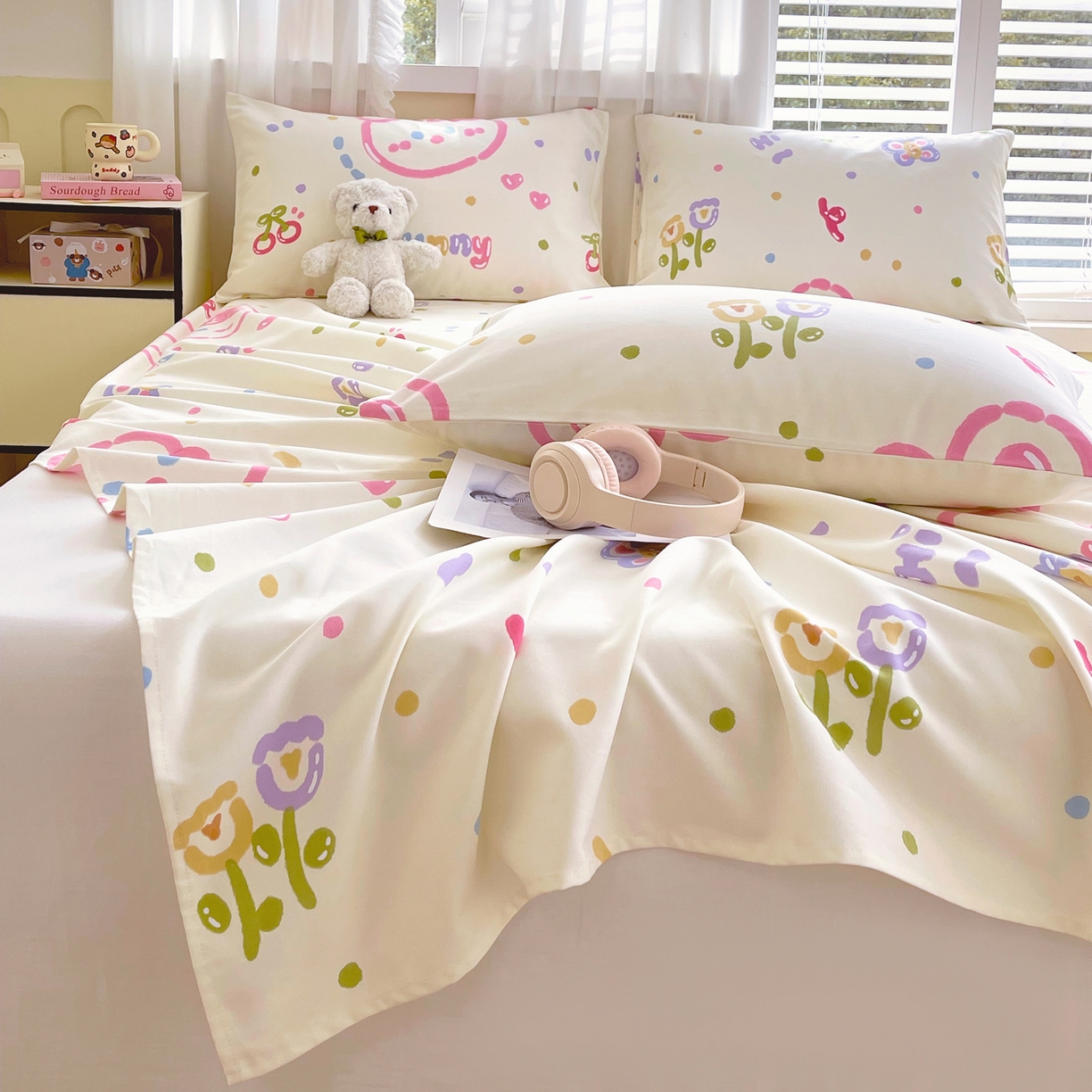 91家纺网 家纺一手货源 找家纺 金鑫汇家纺 2026新款全棉老粗布单品枕套系列 奇趣小兔