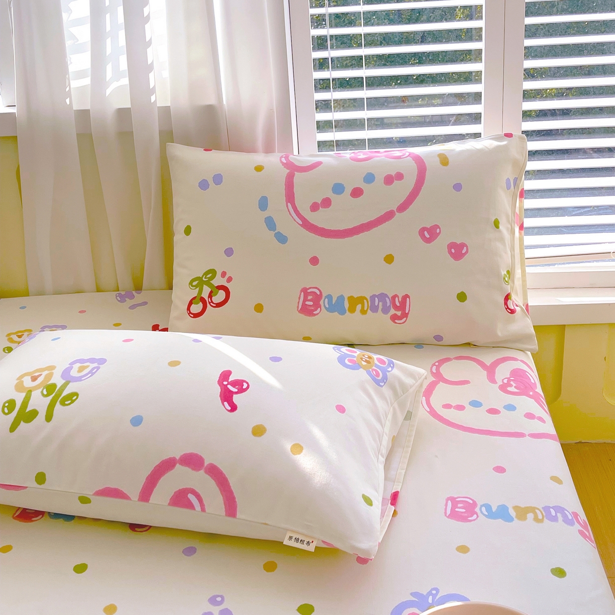 91家纺网 家纺一手货源 找家纺 金鑫汇家纺 2026新款全棉老粗布单品枕套系列 奇趣小兔