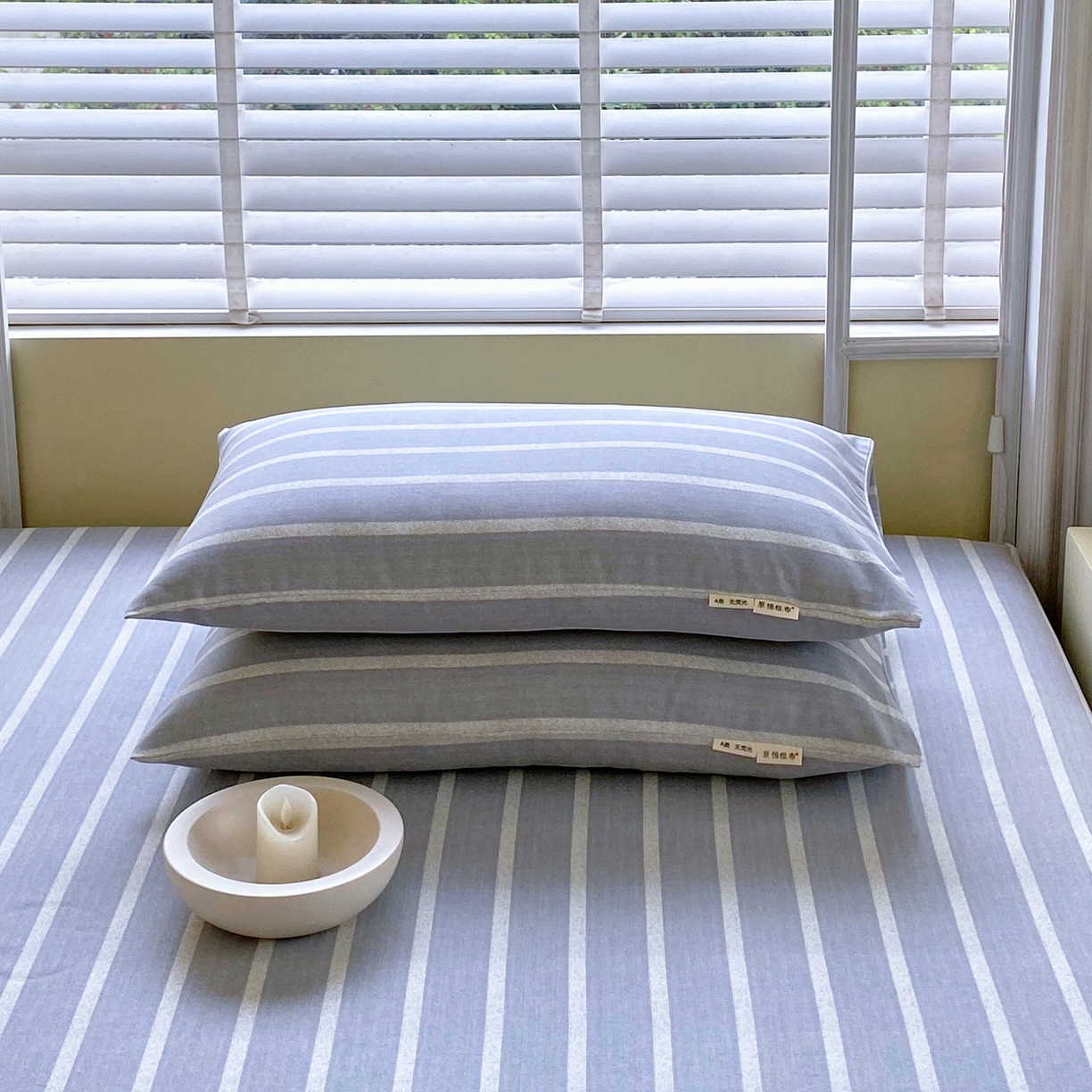 91家纺网 家纺一手货源 找家纺 金鑫汇家纺 2026新款全棉老粗布单品枕套系列 朴素条纹