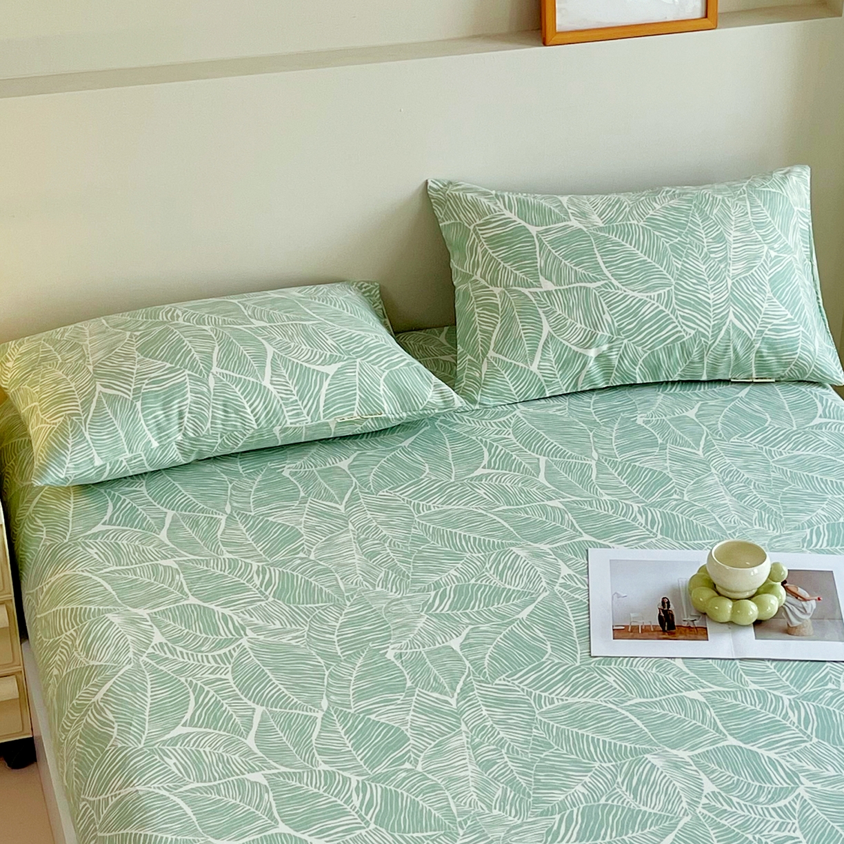 91家纺网 家纺一手货源 找家纺 金鑫汇家纺 2026新款全棉老粗布单品枕套系列 绿色心情