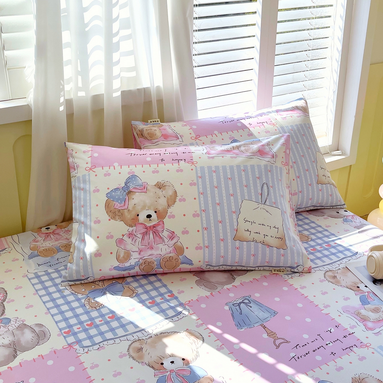 金鑫汇家纺 2026新款全棉老粗布单品枕套系列 熊熊精灵