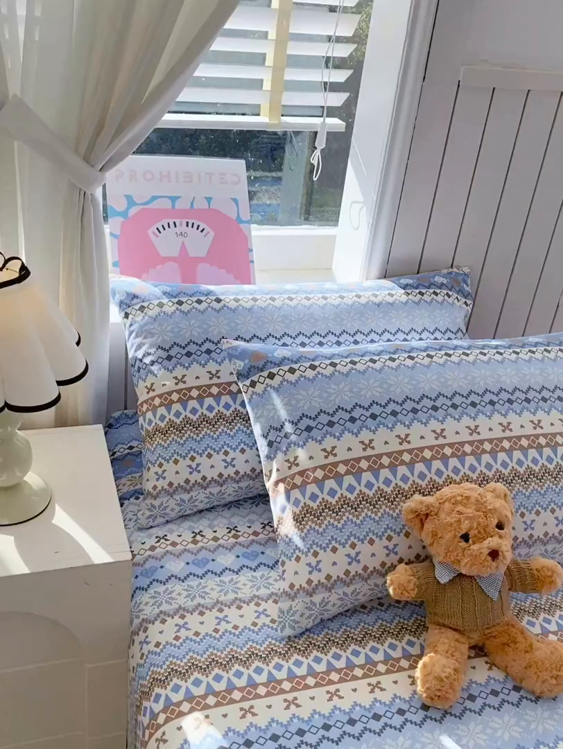 91家纺网 家纺一手货源 找家纺 金鑫汇家纺 2026新款全棉老粗布单品枕套系列 星辰-蓝