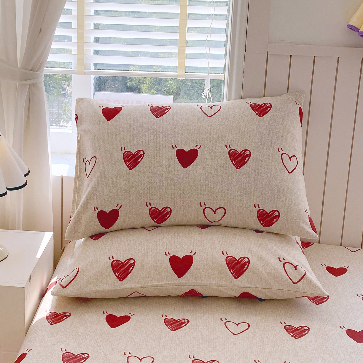 91家纺网 家纺一手货源 找家纺 金鑫汇家纺 2026新款全棉老粗布单品枕套系列 心语