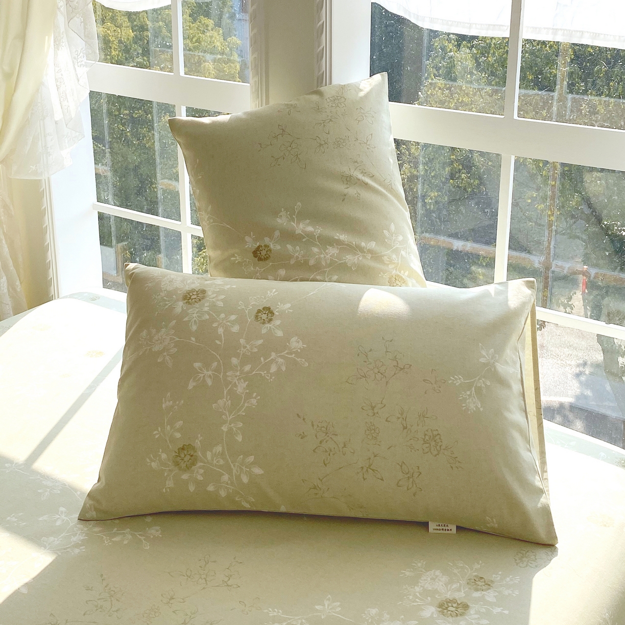 91家纺网 家纺一手货源 找家纺 金鑫汇家纺 2026新款全棉老粗布单品枕套系列 浅绿可露丽