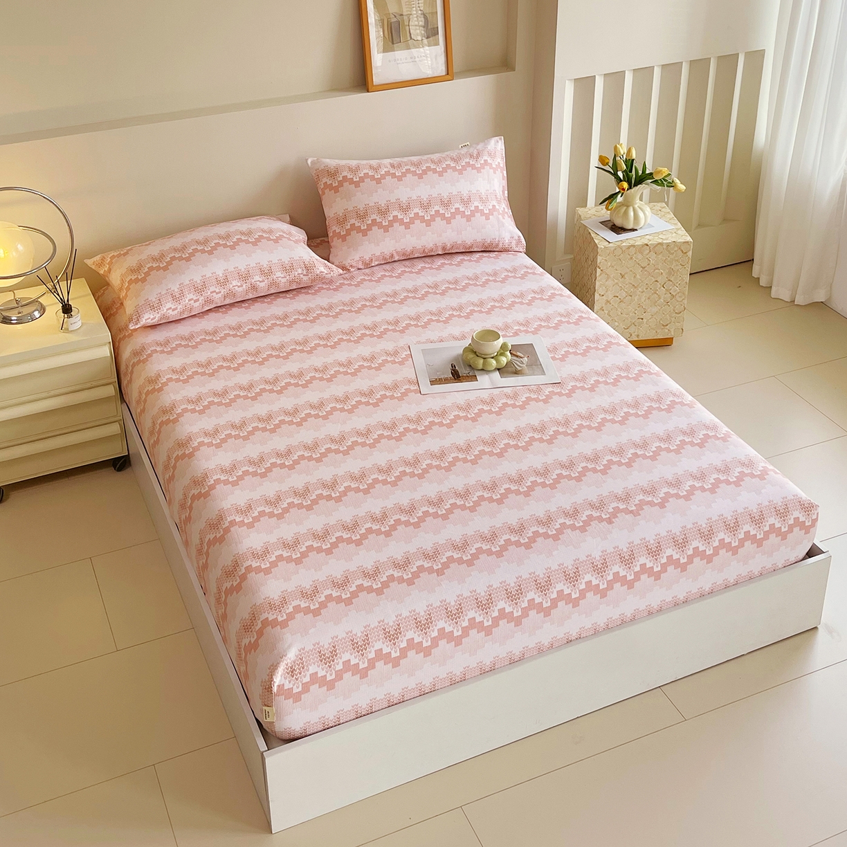 91家纺网 家纺一手货源 找家纺 金鑫汇家纺 2026新款全棉老粗布单品床笠系列 燕南飞-桔