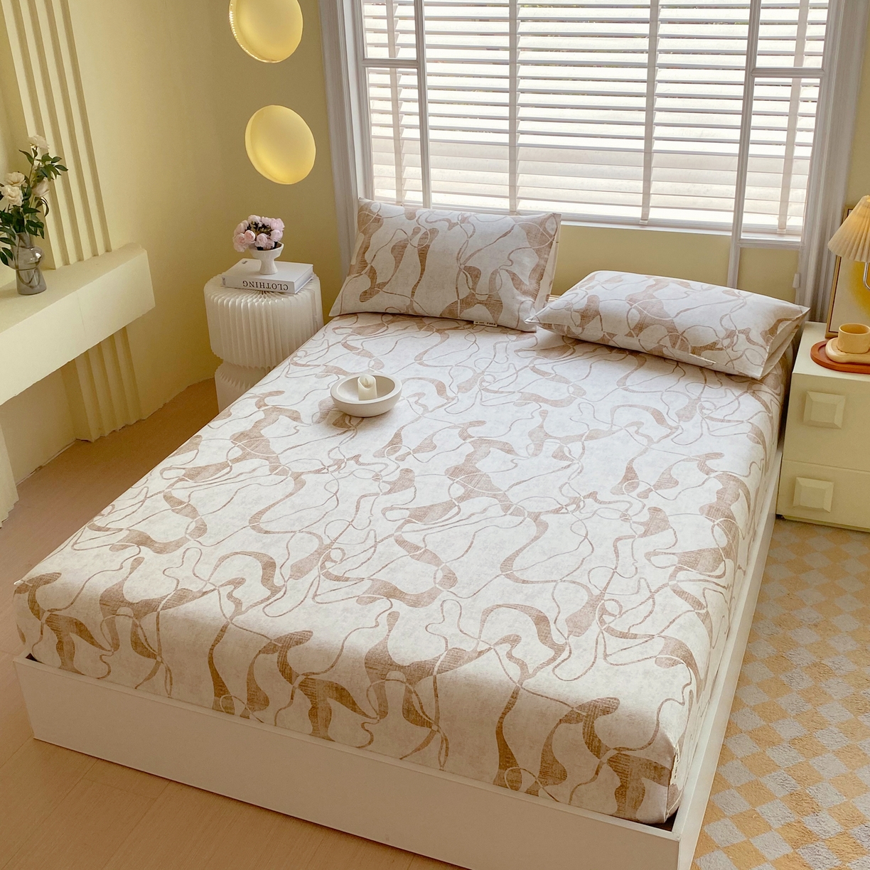 91家纺网 家纺一手货源 找家纺 金鑫汇家纺 2026新款全棉老粗布单品床笠系列 米亚黄