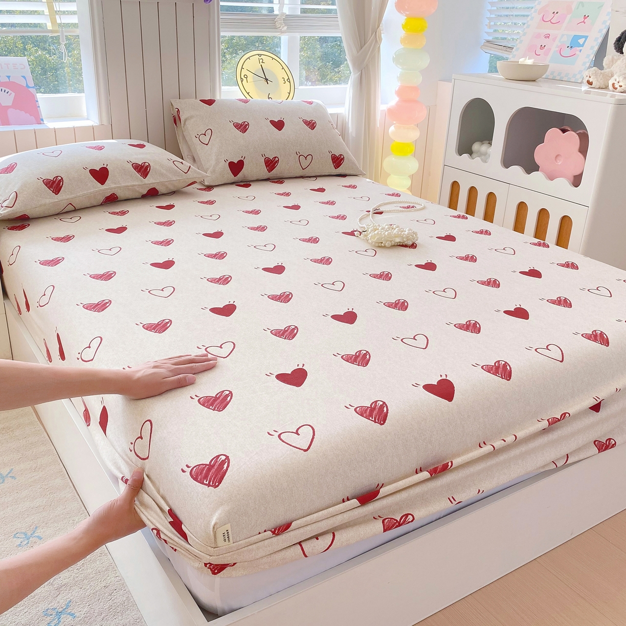 91家纺网 家纺一手货源 找家纺 金鑫汇家纺 2026新款全棉老粗布单品床笠系列 心语