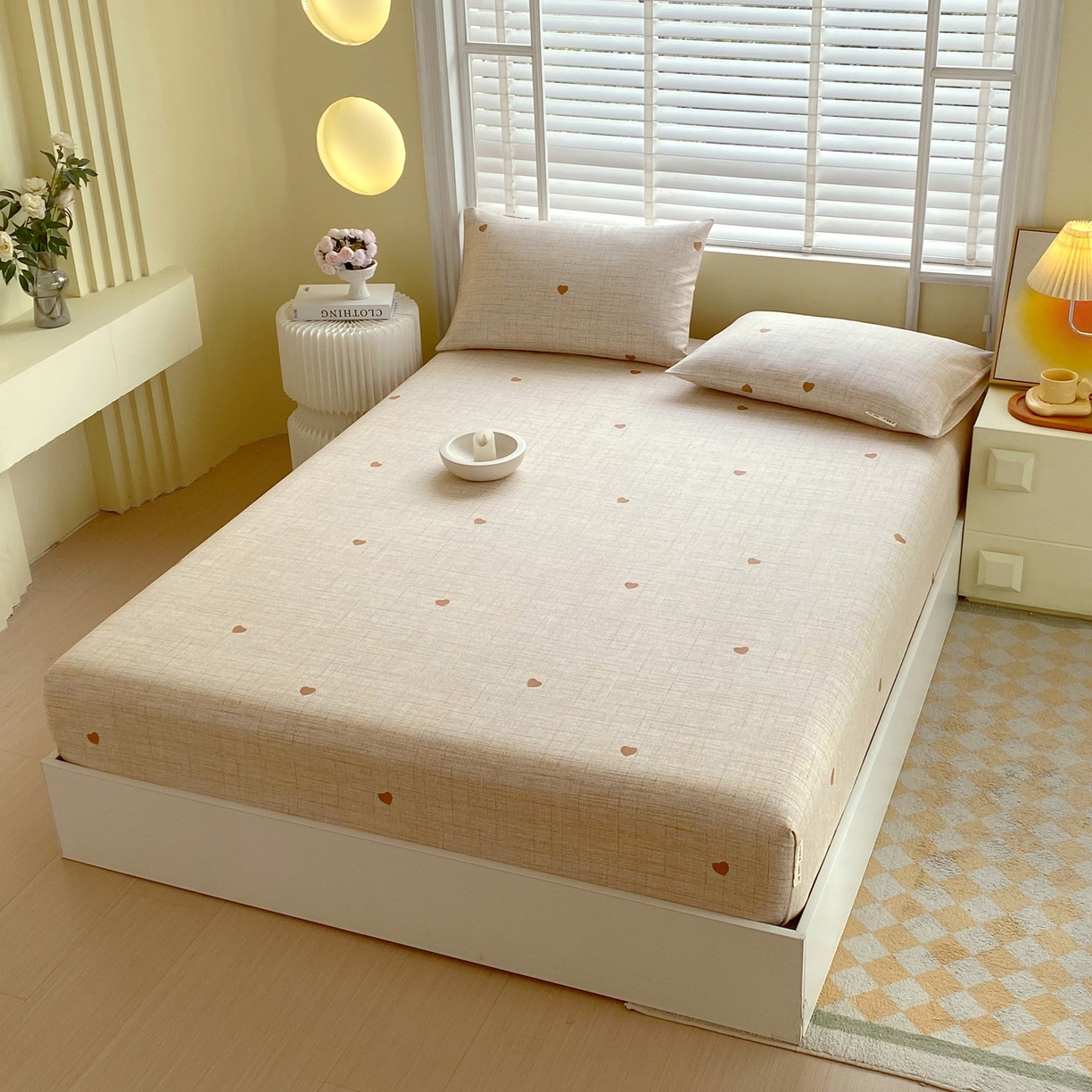 91家纺网 家纺一手货源 找家纺 金鑫汇家纺 2026新款全棉老粗布单品床笠系列 心之恋