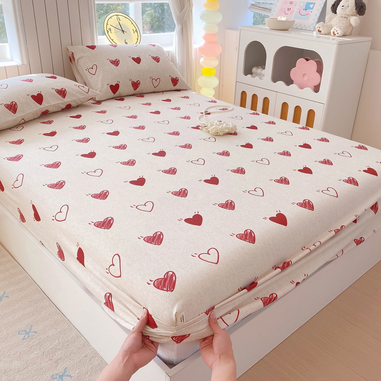 91家纺网 家纺一手货源 找家纺 金鑫汇家纺 2026新款全棉老粗布单品床笠系列 心语