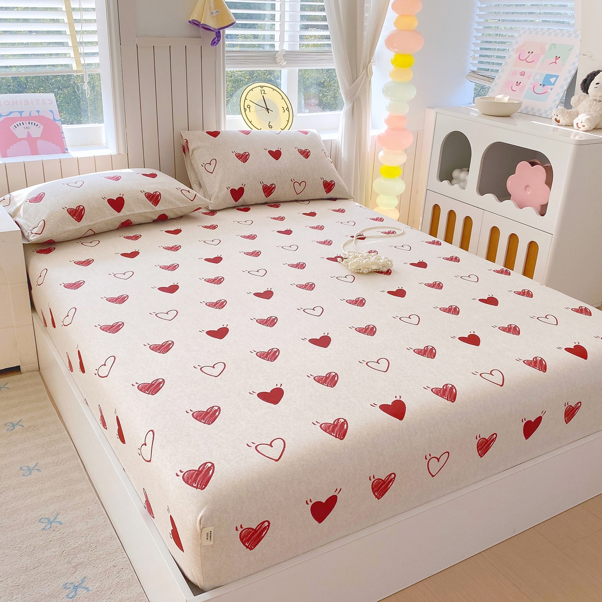 91家纺网 家纺一手货源 找家纺 金鑫汇家纺 2026新款全棉老粗布单品床笠系列 心语