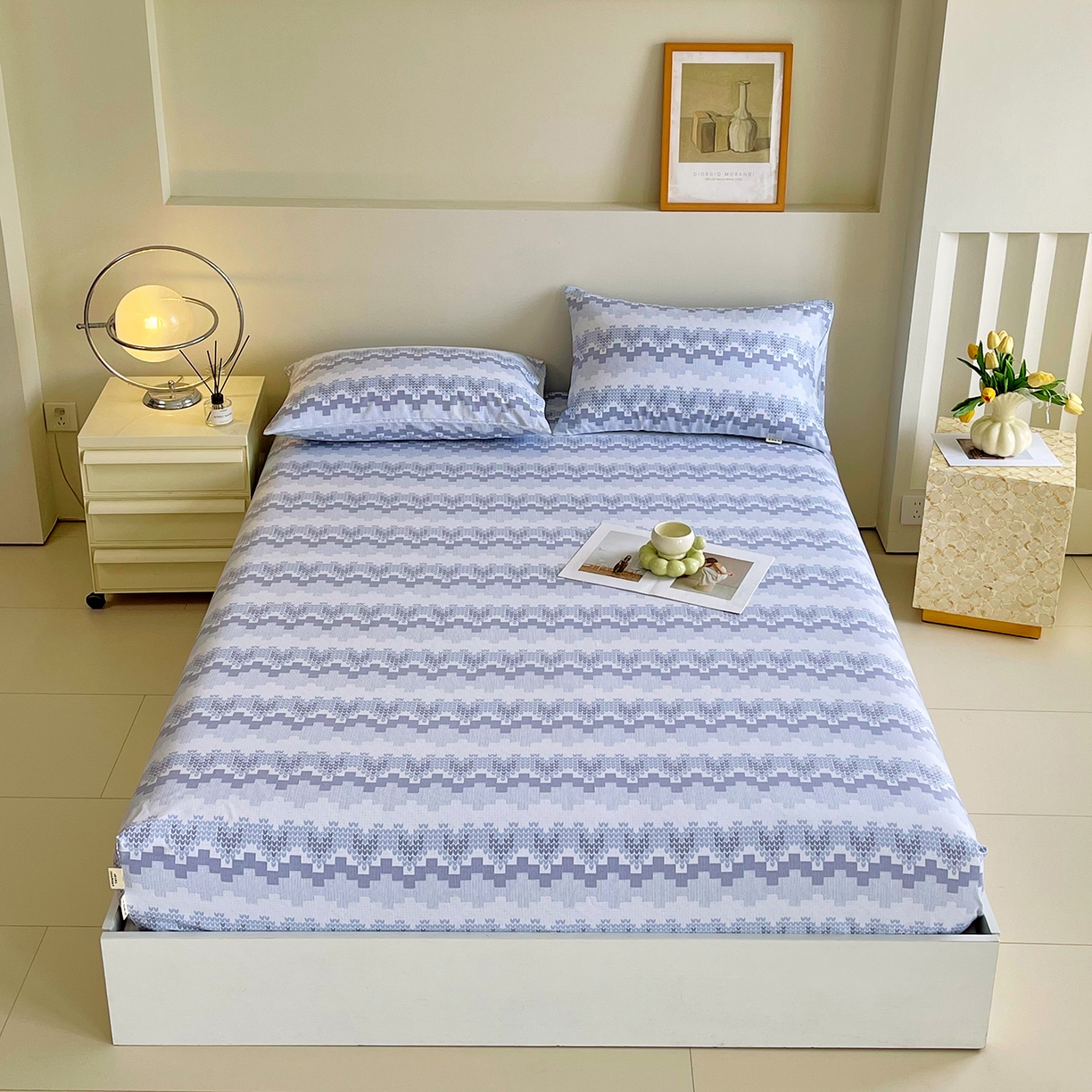 91家纺网 家纺一手货源 找家纺 金鑫汇家纺 2026新款全棉老粗布单品床笠系列 燕南飞-蓝