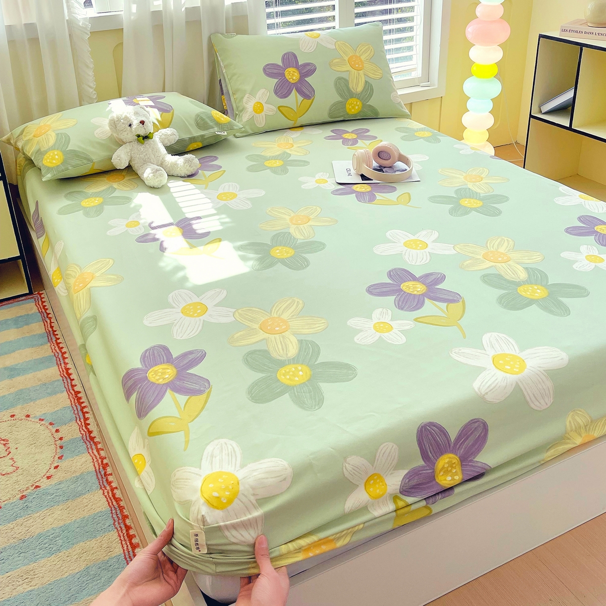 91家纺网 家纺一手货源 找家纺 金鑫汇家纺 2026新款全棉老粗布单品床笠系列 五彩缤纷