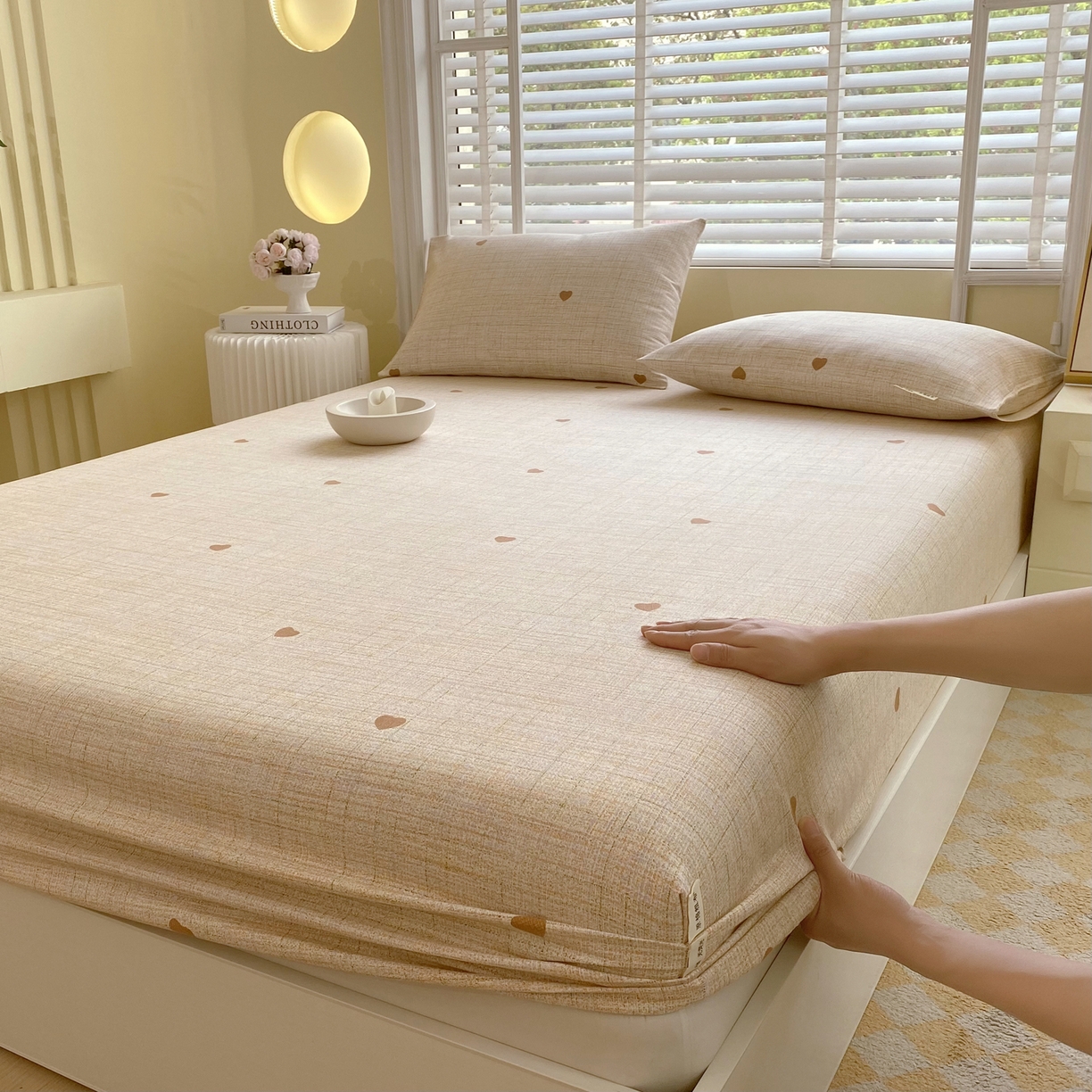 91家纺网 家纺一手货源 找家纺 金鑫汇家纺 2026新款全棉老粗布单品床笠系列 心之恋