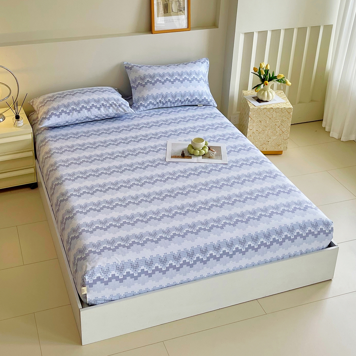 91家纺网 家纺一手货源 找家纺 金鑫汇家纺 2026新款全棉老粗布单品床笠系列 燕南飞-蓝