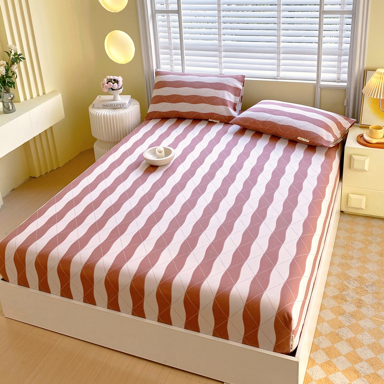 91家纺网 家纺一手货源 找家纺 金鑫汇家纺 2026新款全棉老粗布单品床笠系列 雅致