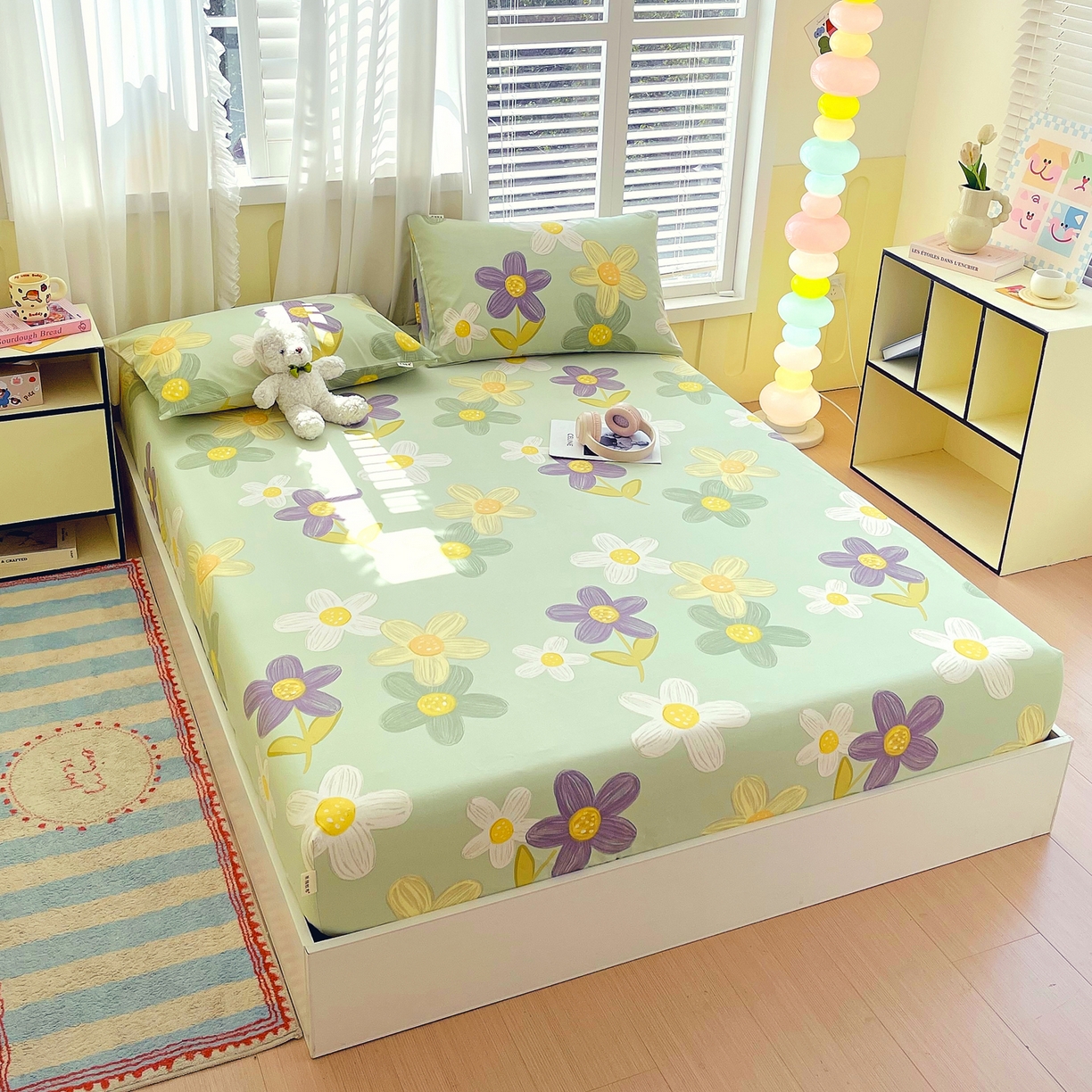 91家纺网 家纺一手货源 找家纺 金鑫汇家纺 2026新款全棉老粗布单品床笠系列 五彩缤纷