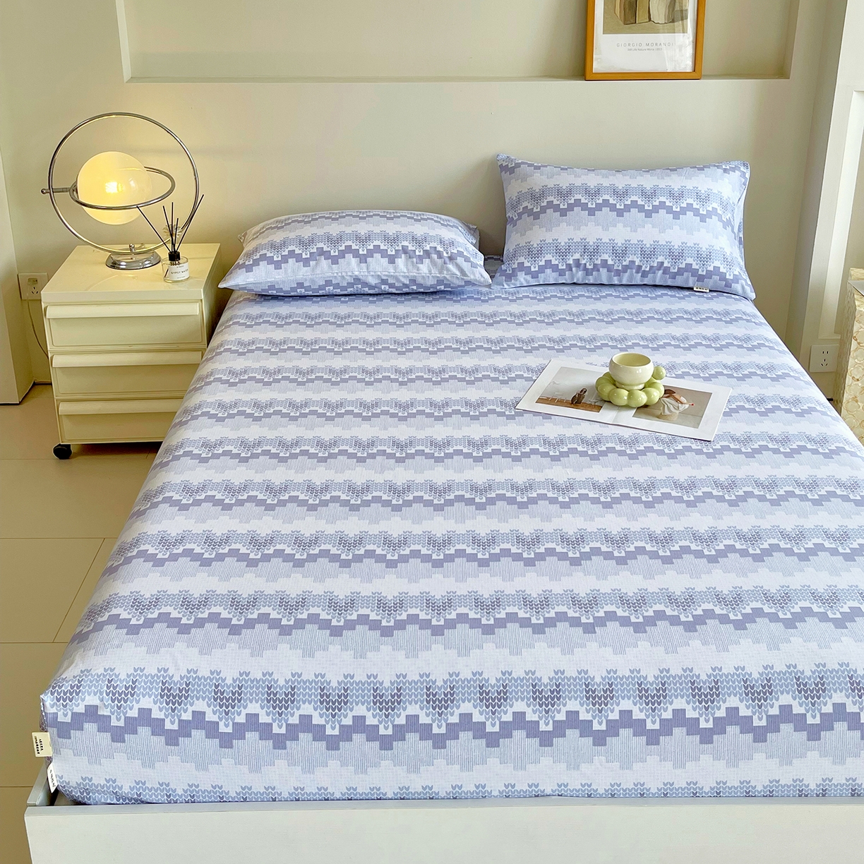 91家纺网 家纺一手货源 找家纺 金鑫汇家纺 2026新款全棉老粗布单品床笠系列 燕南飞-蓝