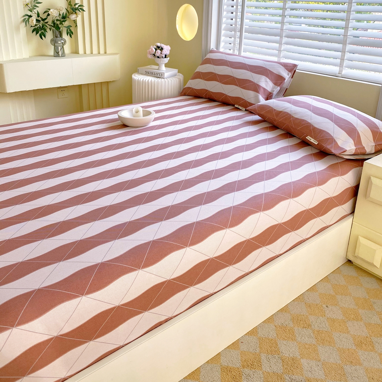 91家纺网 家纺一手货源 找家纺 金鑫汇家纺 2026新款全棉老粗布单品床笠系列 雅致