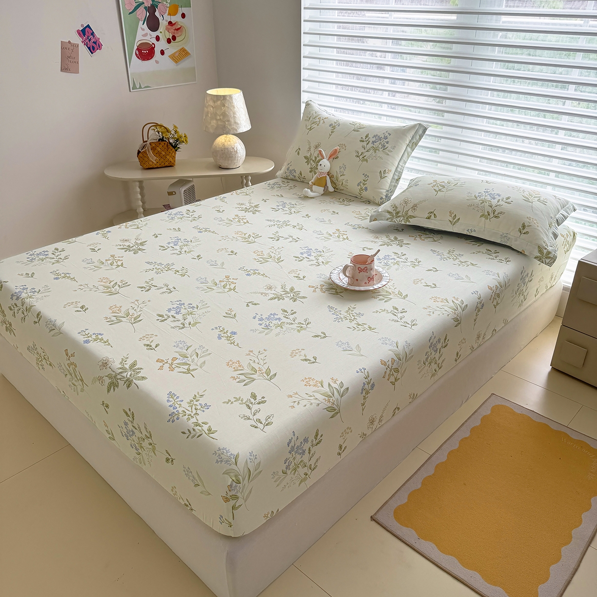 91家纺网 家纺一手货源 找家纺 壹贝家纺 2026新款全棉印花床笠系列 沁园春