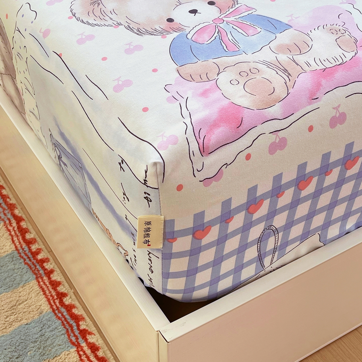 91家纺网 家纺一手货源 找家纺 金鑫汇家纺 2026新款全棉老粗布单品床笠系列 熊熊精灵