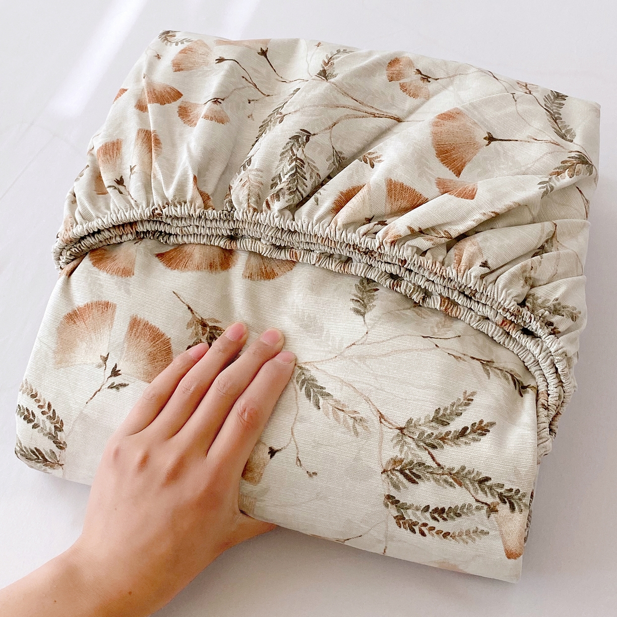 金鑫汇家纺 2026新款全棉老粗布单品床笠系列 月下花影-桔