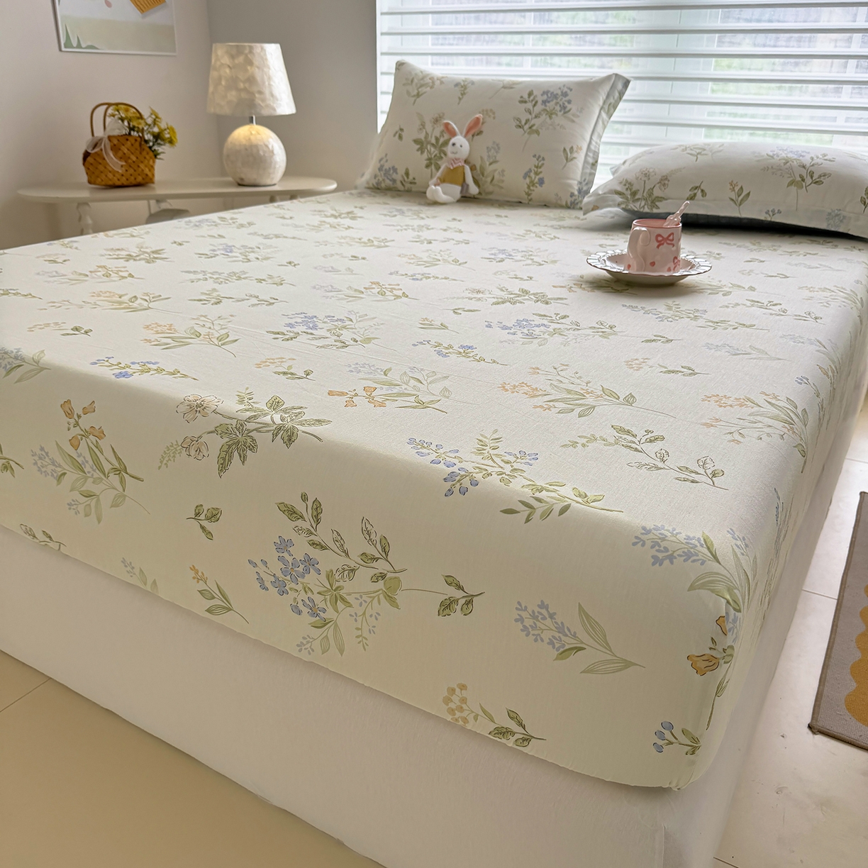 91家纺网 家纺一手货源 找家纺 壹贝家纺 2026新款全棉印花床笠系列 沁园春