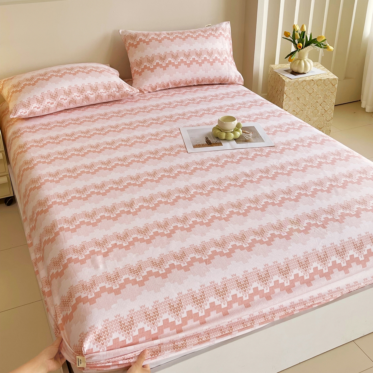 91家纺网 家纺一手货源 找家纺 金鑫汇家纺 2026新款全棉老粗布单品床笠系列 燕南飞-桔