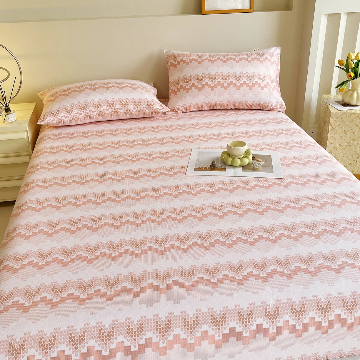 91家纺网 家纺一手货源 找家纺 金鑫汇家纺 2026新款全棉老粗布单品床笠系列 燕南飞-桔