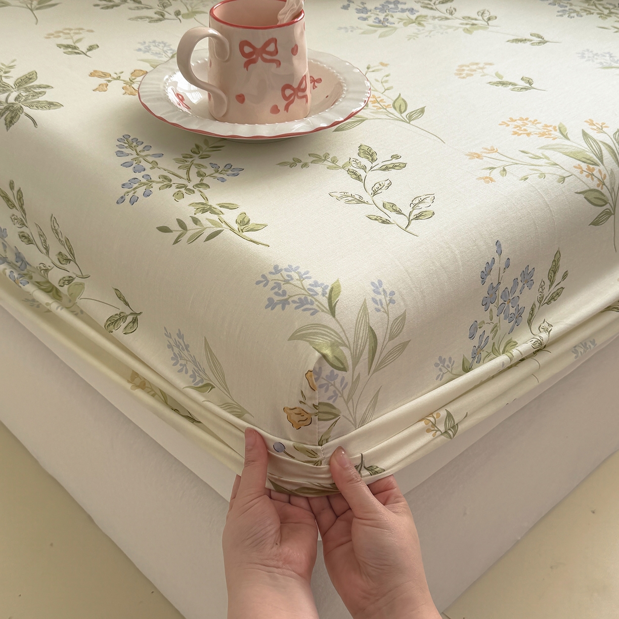 91家纺网 家纺一手货源 找家纺 壹贝家纺 2026新款全棉印花床笠系列 沁园春