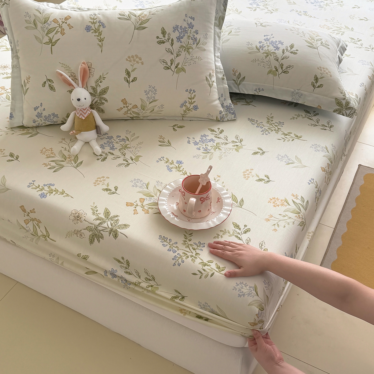 91家纺网 家纺一手货源 找家纺 壹贝家纺 2026新款全棉印花床笠系列 沁园春