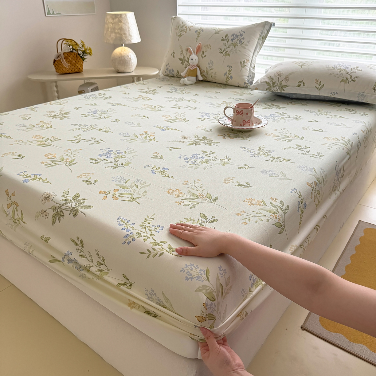 91家纺网 家纺一手货源 找家纺 壹贝家纺 2026新款全棉印花床笠系列 沁园春