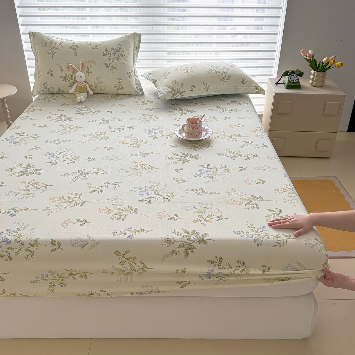 91家纺网 家纺一手货源 找家纺 壹贝家纺 2026新款全棉印花床笠系列 沁园春