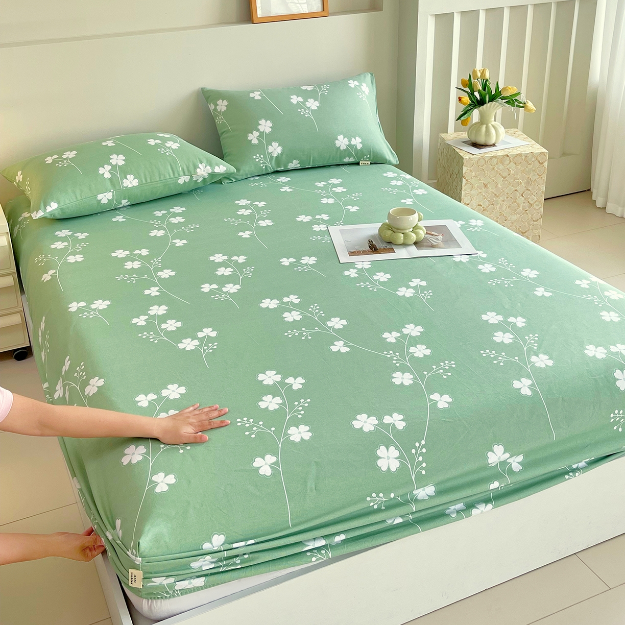 91家纺网 家纺一手货源 找家纺 金鑫汇家纺 2026新款全棉老粗布单品床笠系列 优雅田园