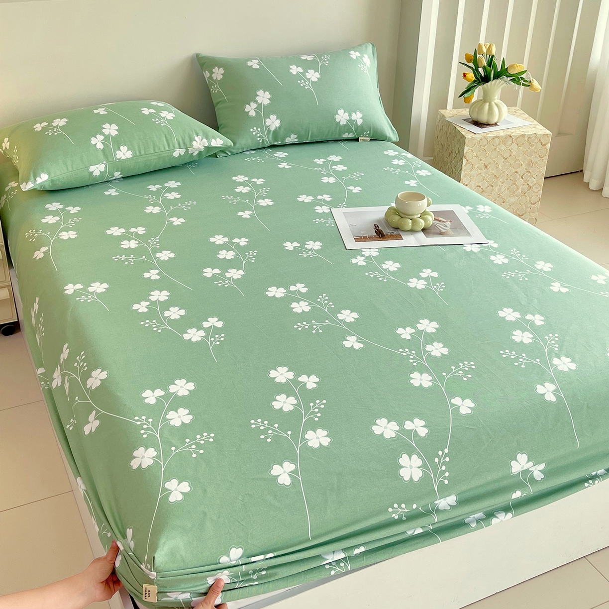 91家纺网 家纺一手货源 找家纺 金鑫汇家纺 2026新款全棉老粗布单品床笠系列 优雅田园