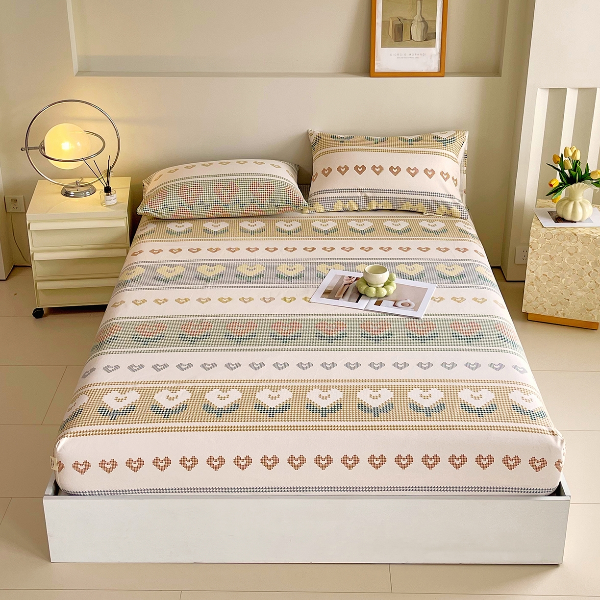 91家纺网 家纺一手货源 找家纺 金鑫汇家纺 2026新款全棉老粗布单品床笠系列 同心千鸟格