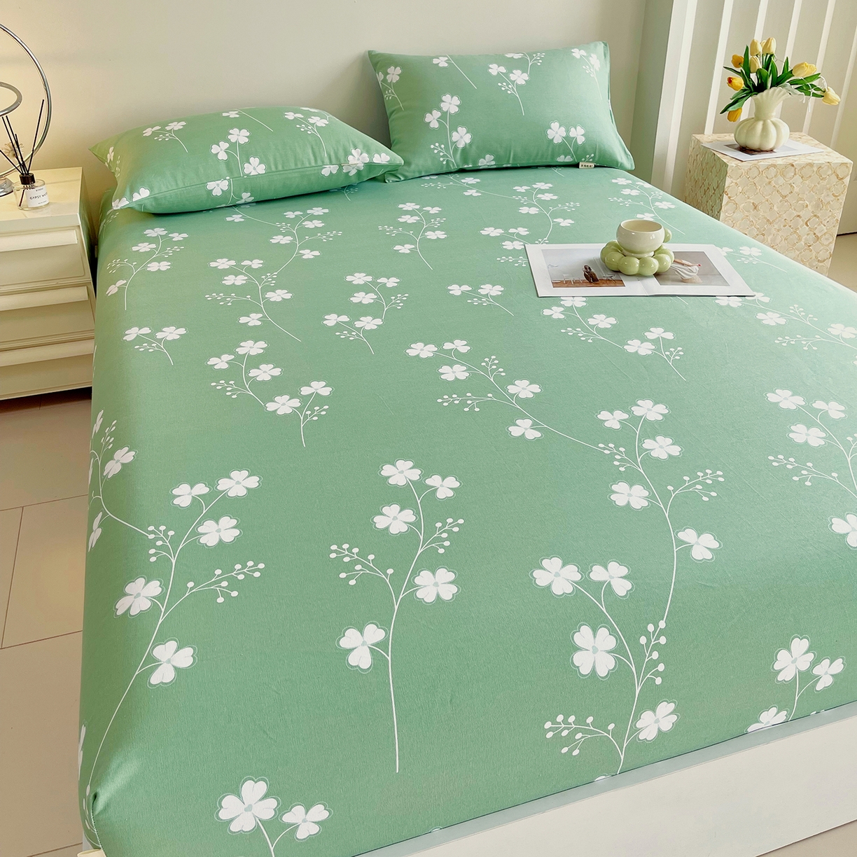 91家纺网 家纺一手货源 找家纺 金鑫汇家纺 2026新款全棉老粗布单品床笠系列 优雅田园